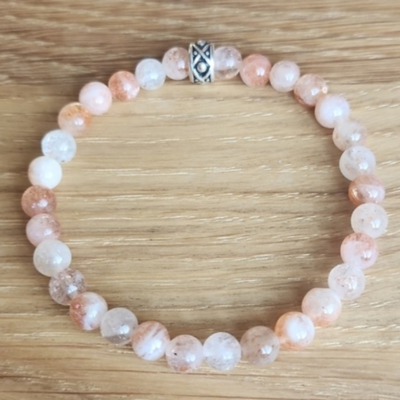 Orange Sunstone Lepidocrocite Beads Bracelet, Stretch, Hand Crafted - Picture 8 of 10